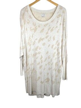 Wonderly Dolman Sleeve Tunic Sweater Sz 1X Leopard Lightweight Coastal Grandma